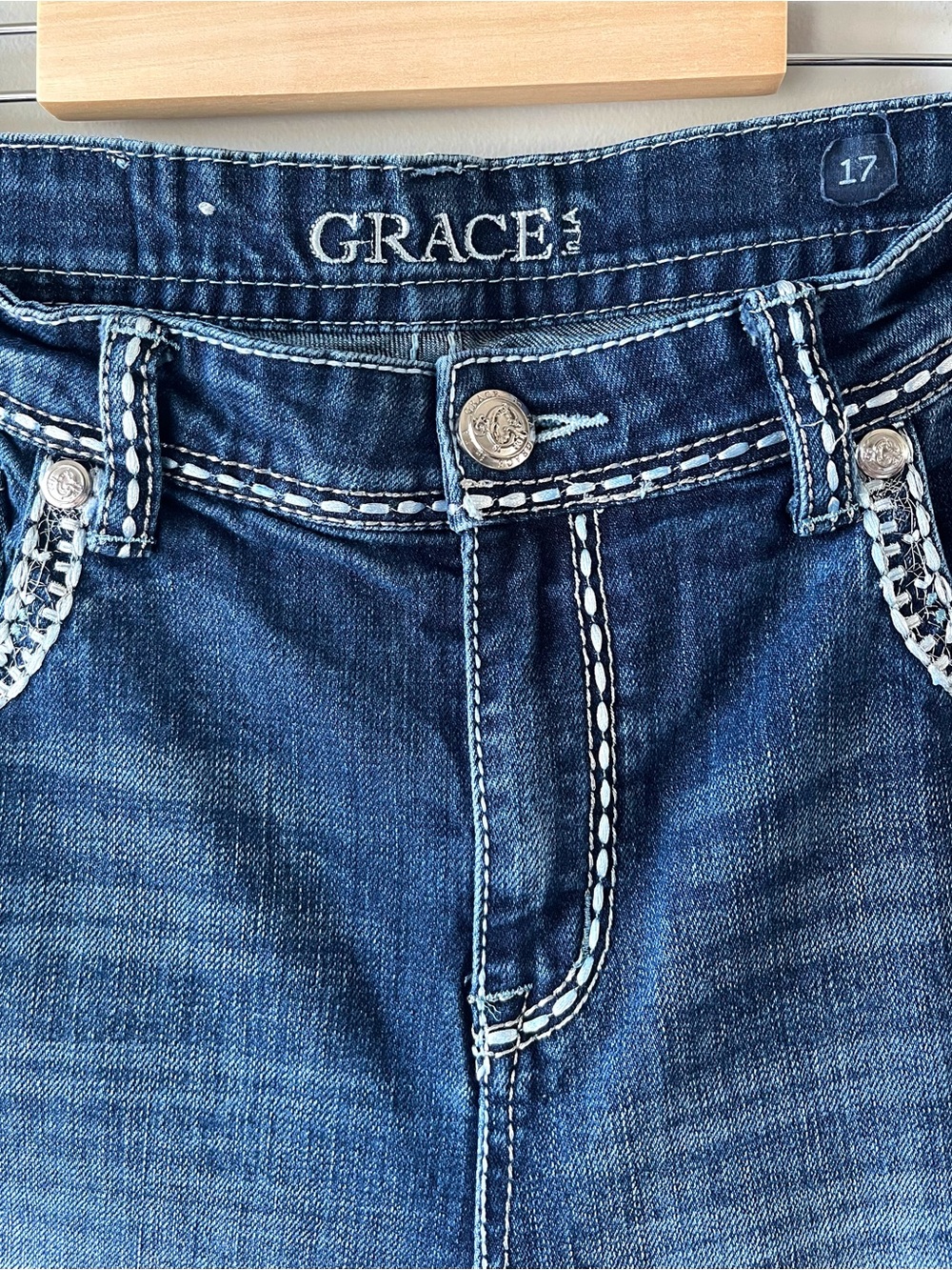 Grace in LA Embellished Bootcut Jeans Women's Size 17 Medium Wash -Western Ride - Picture 10 of 11